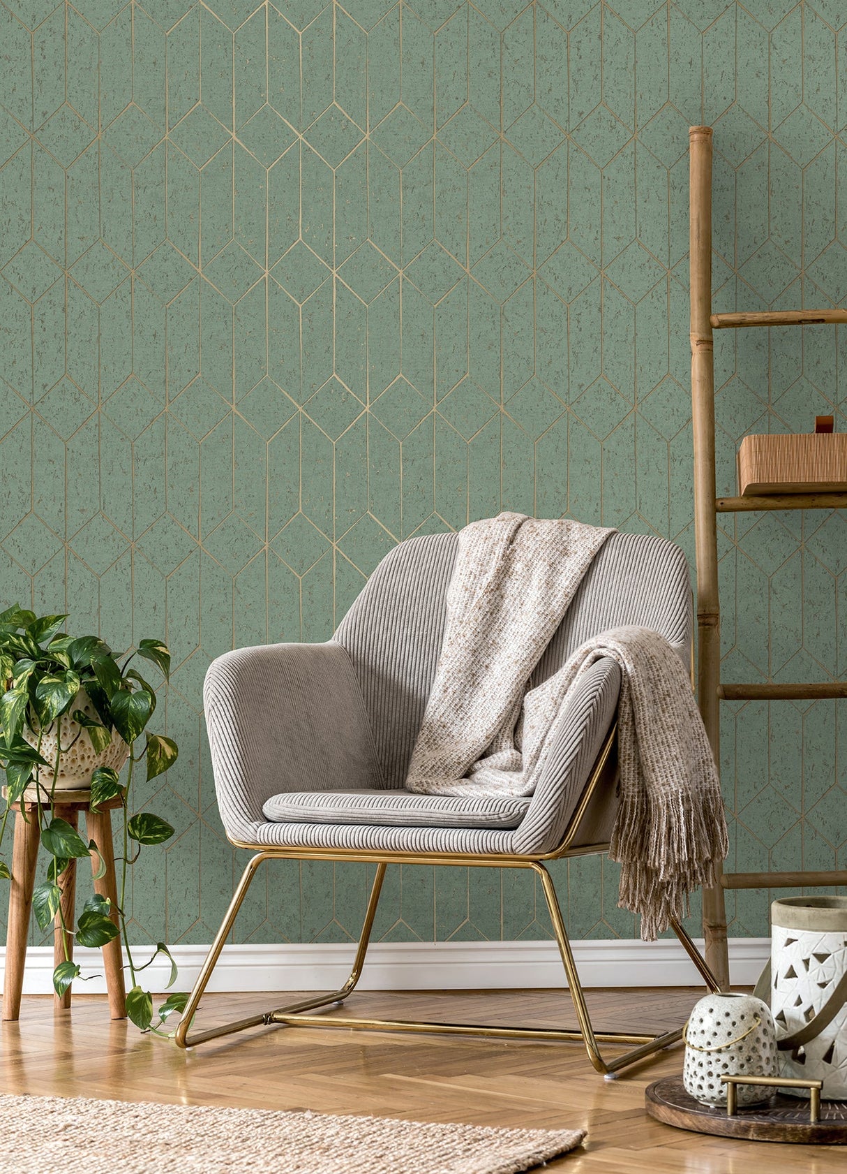 Advantage 4125-26704 Hayden Mint Concrete Trellis Wallpaper