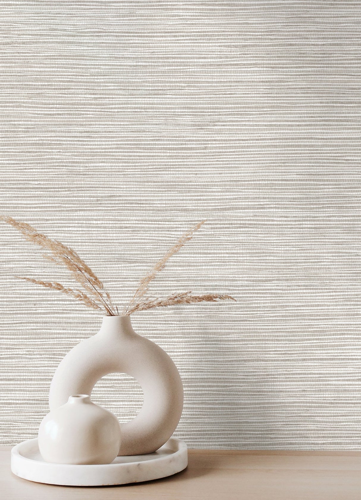 Advantage 4125-26714 Alton Light Grey Faux Grasscloth Wallpaper