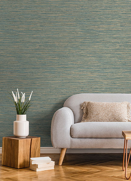 Eade’s Alton Teal Faux Grasscloth Wallpaper Teal