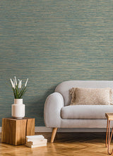 Eade’s Alton Teal Faux Grasscloth Wallpaper Teal