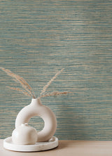 Eade’s Alton Teal Faux Grasscloth Wallpaper Teal