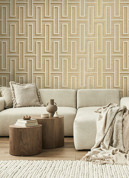 Eade’s Henley Wheat Geometric Grasscloth Wallpaper Wheat