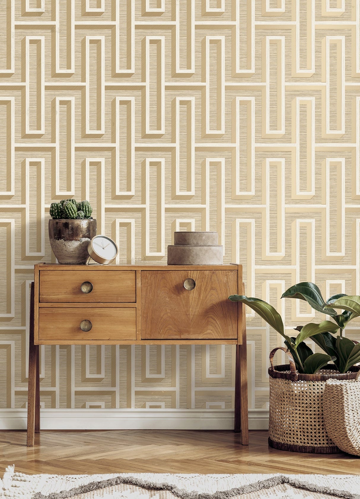 Eade’s Henley Wheat Geometric Grasscloth Wallpaper Wheat
