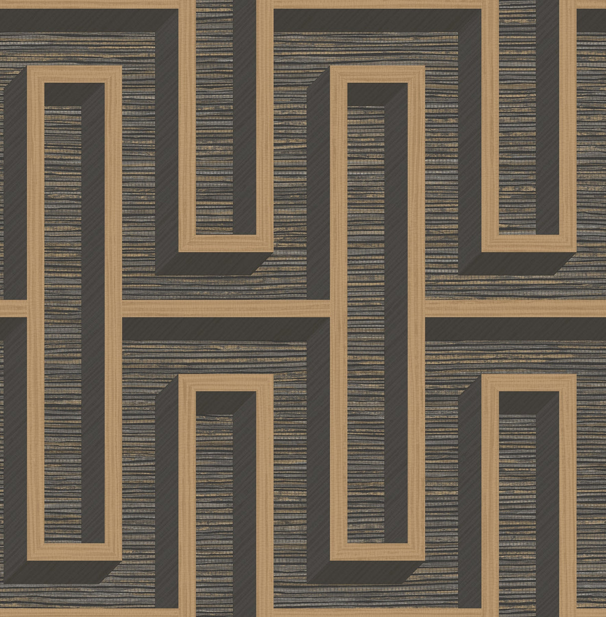 Advantage 4125-26722 Henley Black Geometric Grasscloth Wallpaper