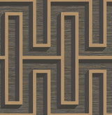 Advantage 4125-26722 Henley Black Geometric Grasscloth Wallpaper