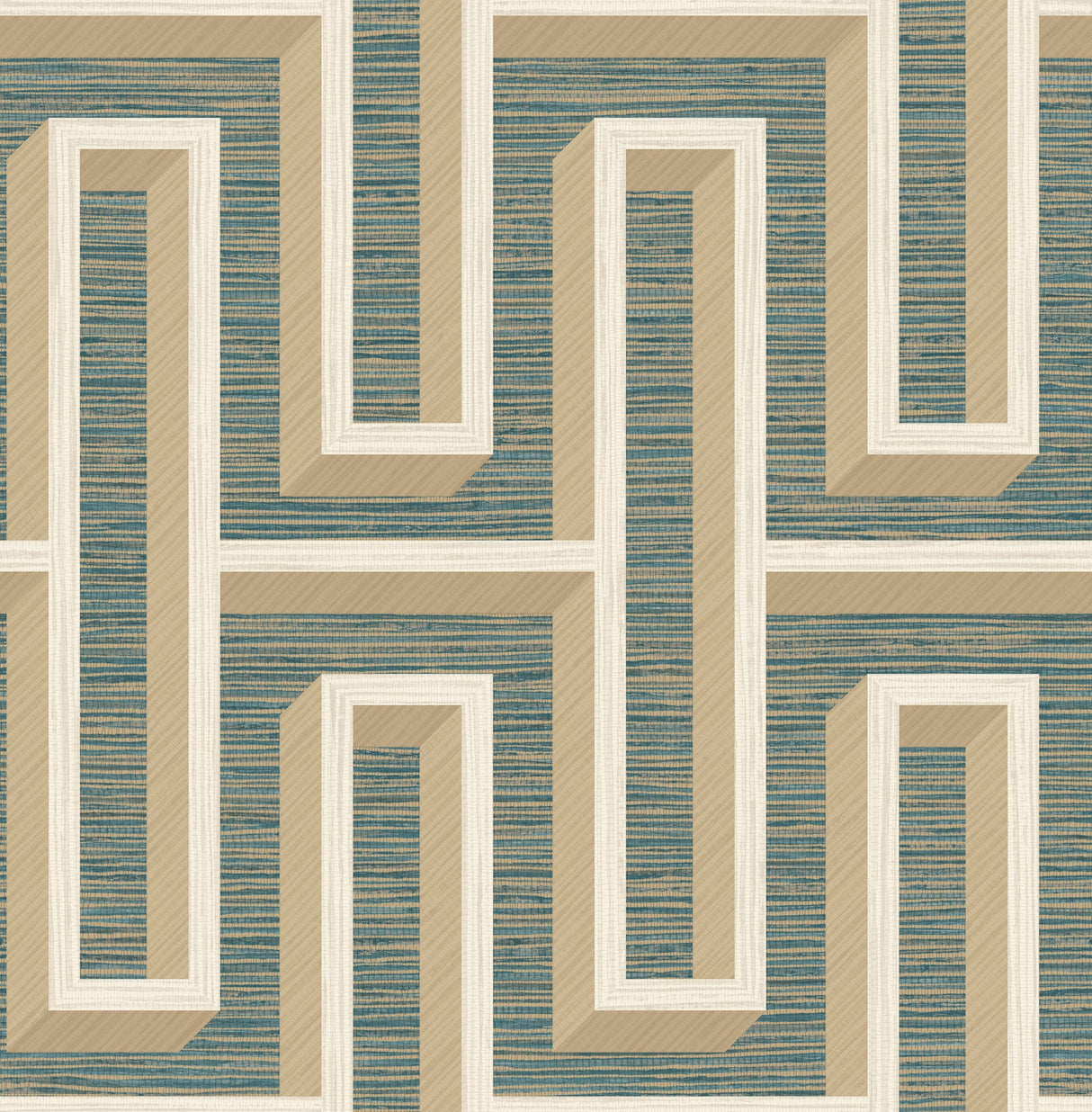 Advantage 4125-26723 Henley Teal Geometric Grasscloth Wallpaper