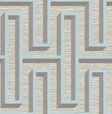 Advantage 4125-26724 Henley Light Blue Geometric Grasscloth Wallpaper