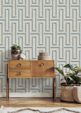 Advantage 4125-26724 Henley Light Blue Geometric Grasscloth Wallpaper