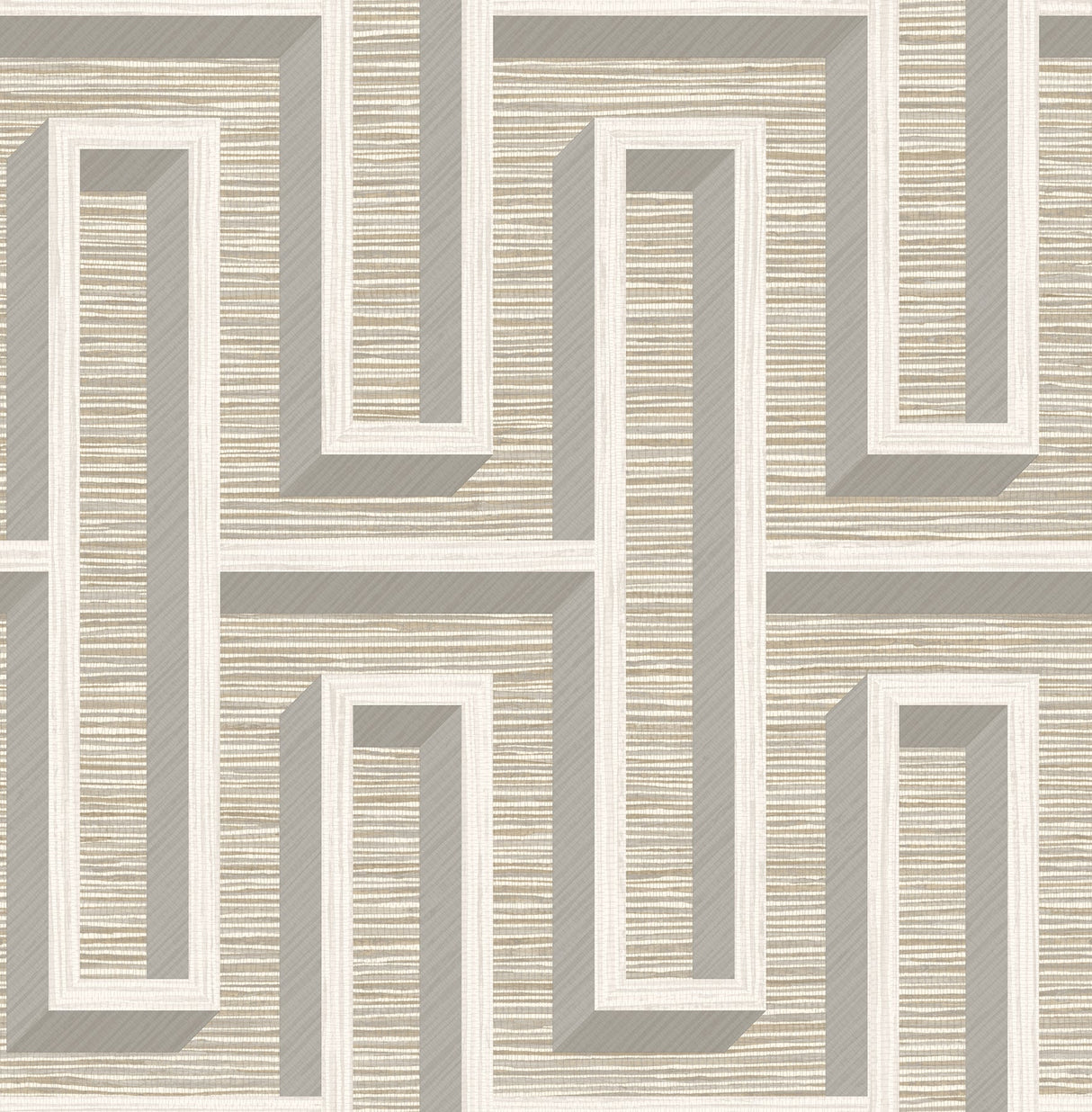 Advantage 4125-26725 Henley Taupe Geometric Grasscloth Wallpaper