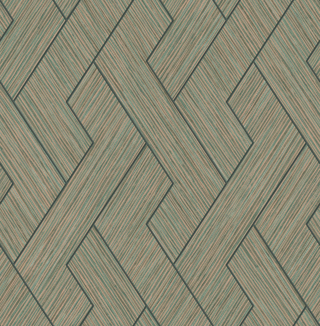 Eade’s Ember Copper Geometric Basketweave Wallpaper Copper