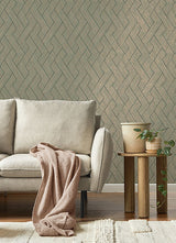 Eade’s Ember Copper Geometric Basketweave Wallpaper Copper
