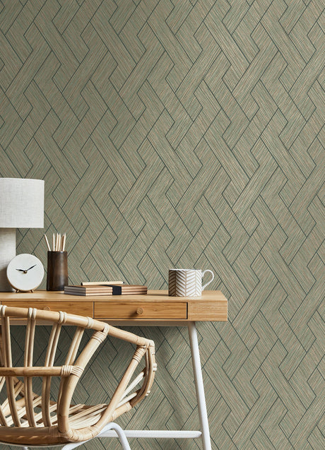 Advantage 4125-26726 Ember Copper Geometric Basketweave Wallpaper