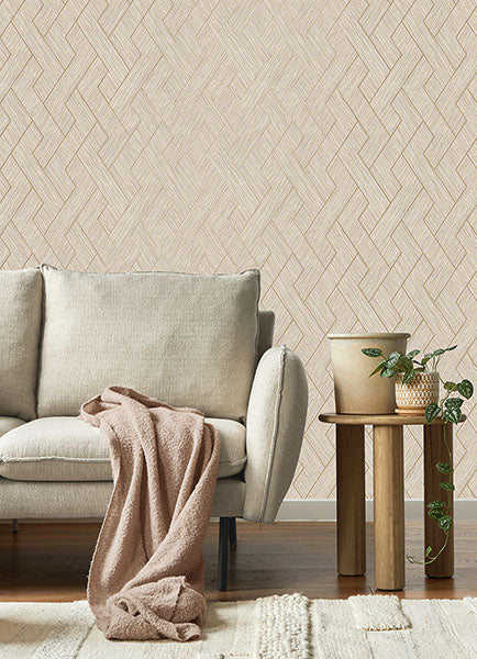 Eade’s Ember Taupe Geometric Basketweave Wallpaper Taupe