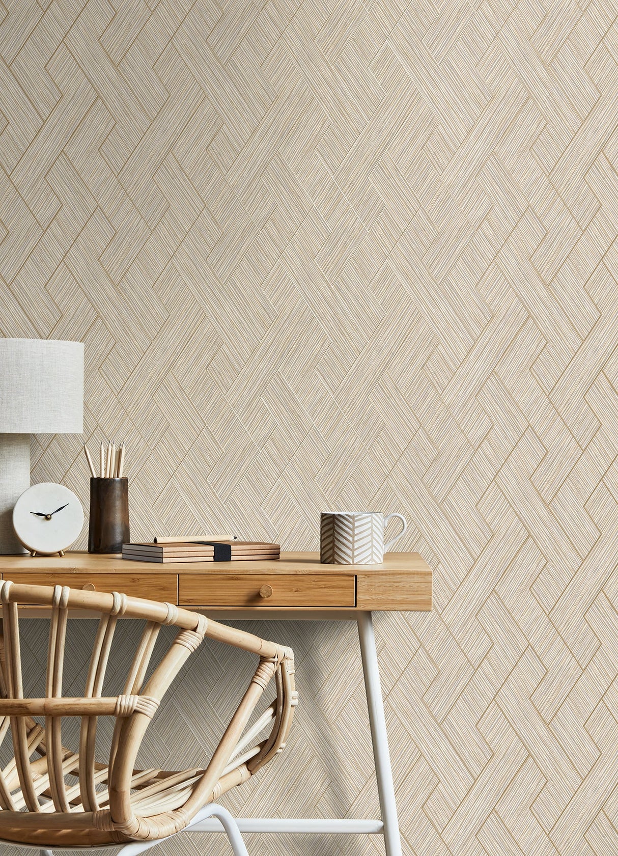 Eade’s Ember Taupe Geometric Basketweave Wallpaper Taupe