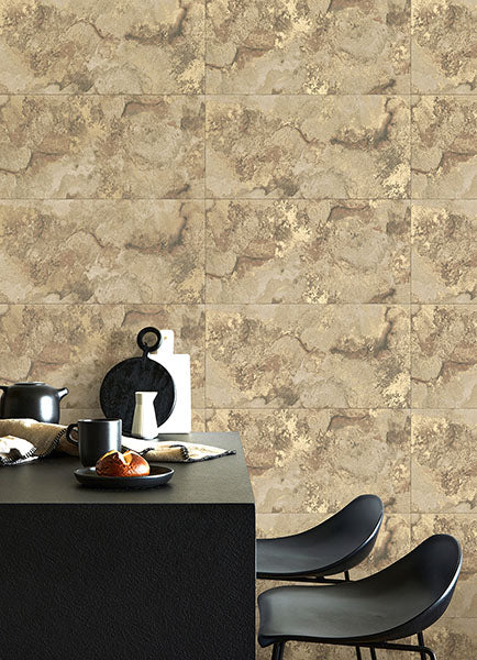 Eade’s Aria Light Brown Marbled Tile Wallpaper Light Brown