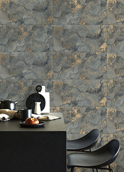 Eade’s Aria Slate Marbled Tile Wallpaper Slate