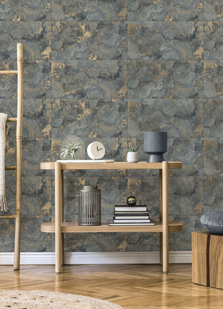 Advantage 4125-26734 Aria Slate Marbled Tile Wallpaper