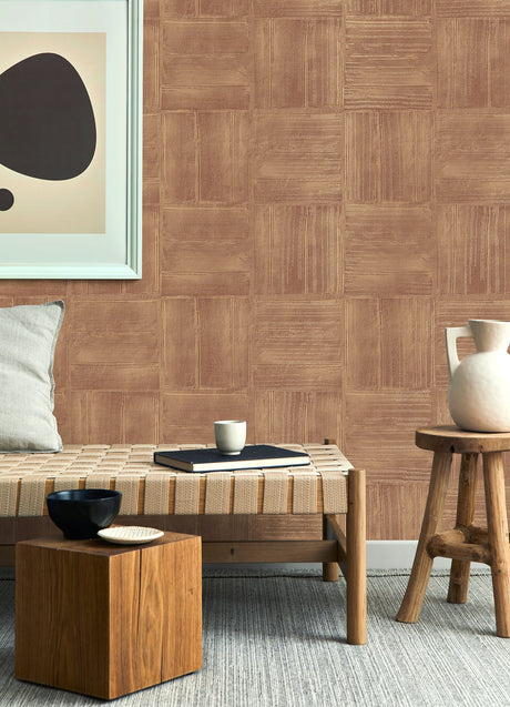 Advantage 4125-26736 Jasper Rust Block Texture Wallpaper