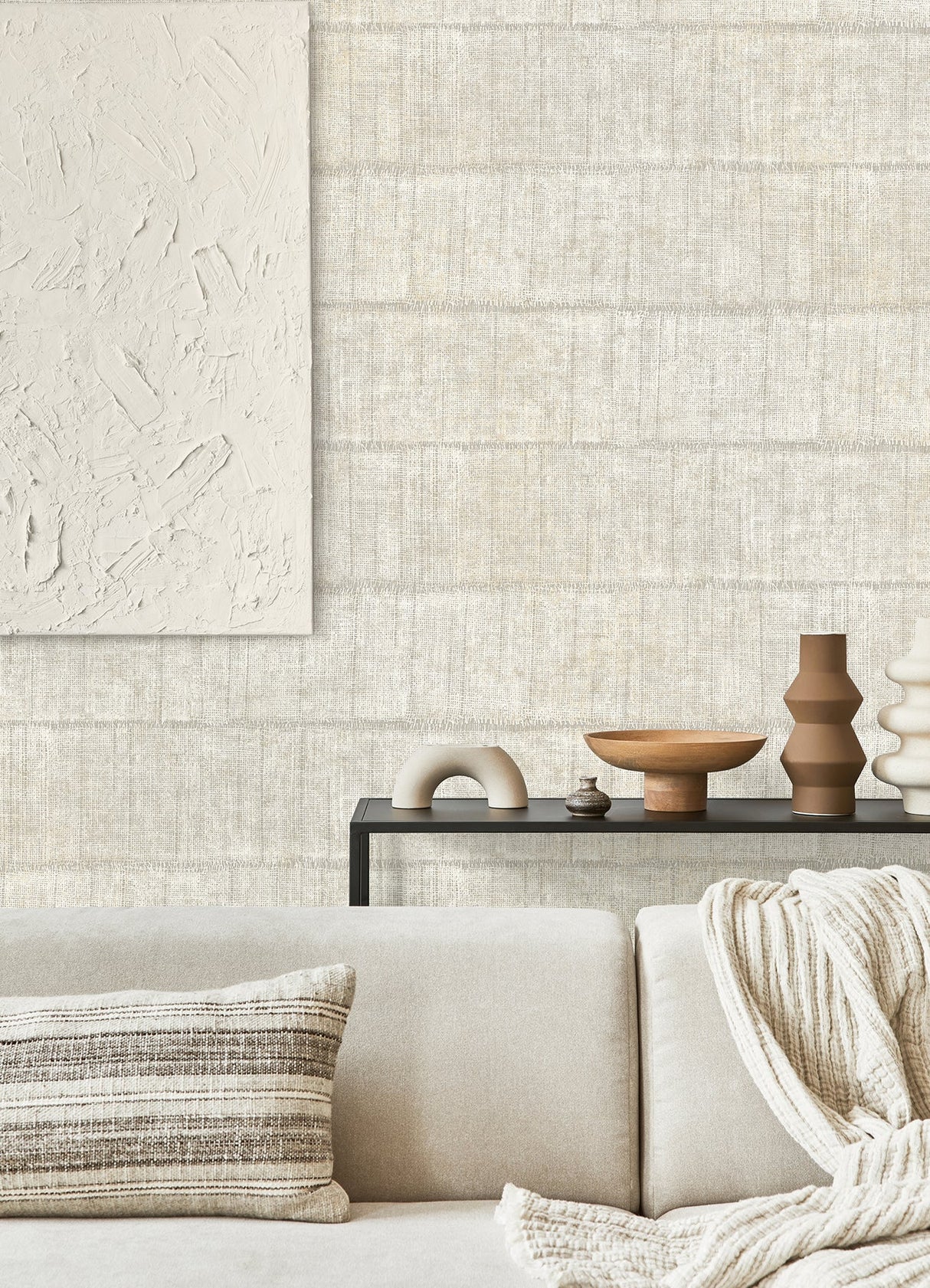 Eade’s Blake Bone Texture Stripe Wallpaper Bone