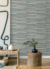 Eade’s Rowan Blue Faux Grasscloth Wallpaper Blue