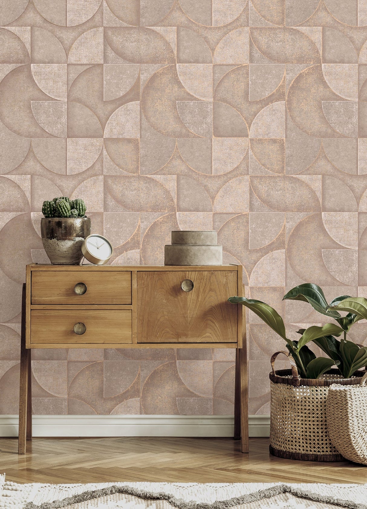 Eade’s Addison Blush Retro Geo Wallpaper Blush