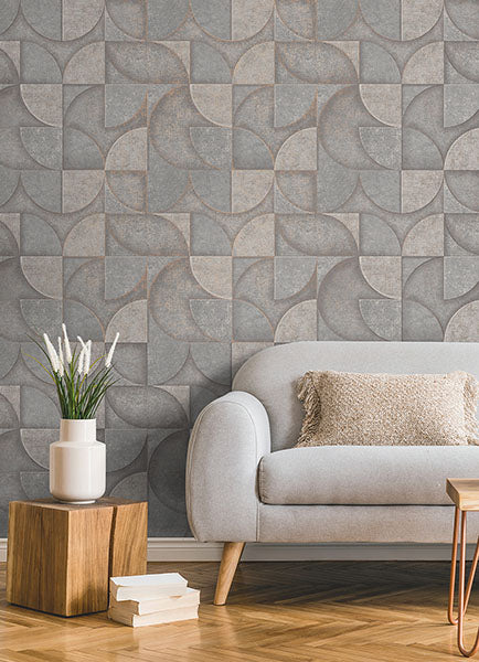 Eade’s Addison Grey Retro Geo Wallpaper Grey