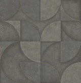 Advantage 4125-26750 Addison Charcoal Retro Geo Wallpaper