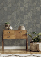 Advantage 4125-26750 Addison Charcoal Retro Geo Wallpaper