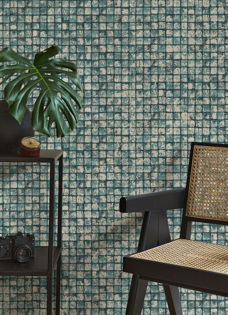 Advantage 4125-26758 Kingsley Blue Tiled Wallpaper