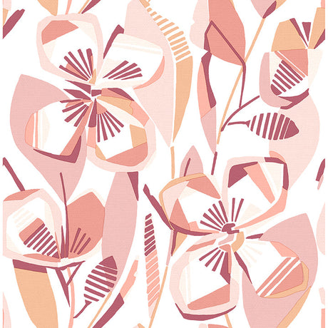 A-Street Prints 4135-27279 Nathalie Coral Abstract Blooms Wallpaper - Eade's Wallpaper