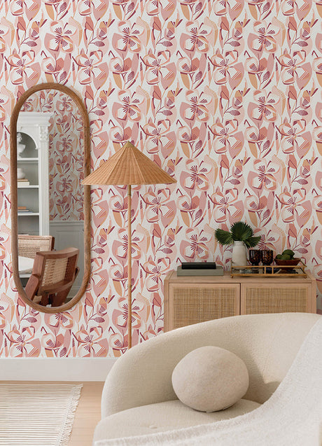 A-Street Prints 4135-27281 Nathalie Coral Abstract Blooms Wallpaper - Eade's Wallpaper