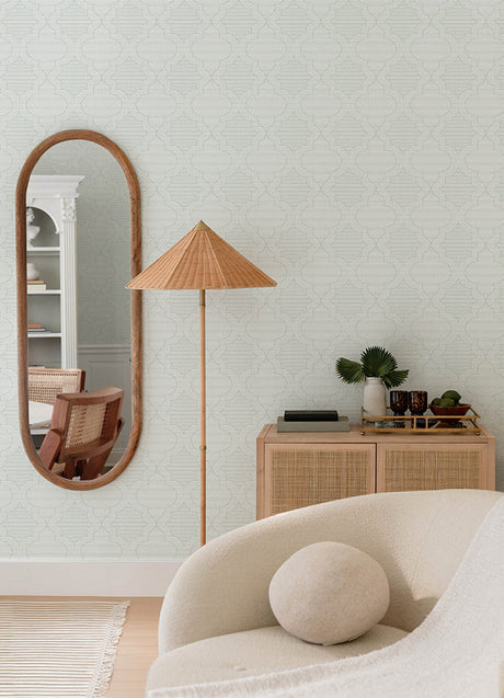 A-Street Prints 4135-27290 Ernest Turquoise Quilted Quatrefoil Wallpaper - Eade's Wallpaper