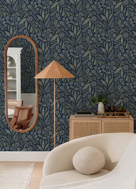 A-Street Prints 4135-27295 Briar Navy Floral Wallpaper - Eade's Wallpaper