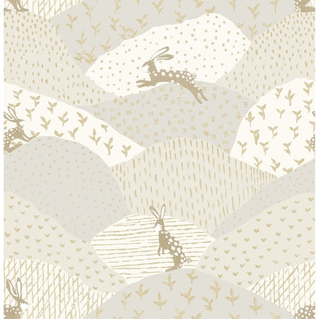 A-Street Prints 4135-27298 Peter Light Grey Rabbit Fields Wallpaper - Eade's Wallpaper