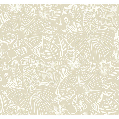 A-Street Prints 4135-72713 Idalia Beige Floral Flamingo Wallpaper - Eade's Wallpaper