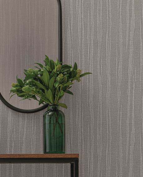 Warner 4140-3725 Zayne Dark Grey Organic Stripe Wallpaper