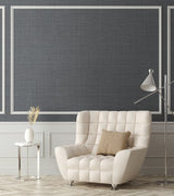 Warner 4140-3733 Premiere Charcoal Faux Linen Wallpaper