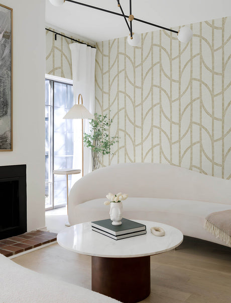A-Street Prints 4141-27141 Harlow Silver Curved Contours Wallpaper - Eade's Wallpaper