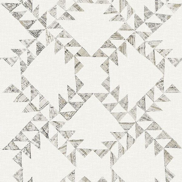 Chesapeake 4142-72630 Scrap Quilt Grey Wallpaper