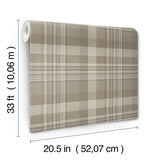 Chesapeake 4142-72633 Dutton Plaid Light Brown Wallpaper