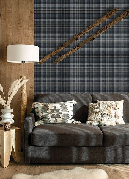 Chesapeake 4142-72635 Dutton Plaid Indigo Wallpaper