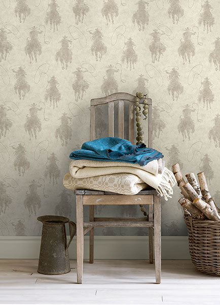 Chesapeake 4142-72638 Stockman Silhouette Light Grey Wallpaper