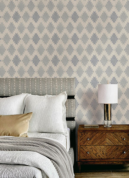 Chesapeake 4142-72663 Stitched Heirloom Indigo Wallpaper