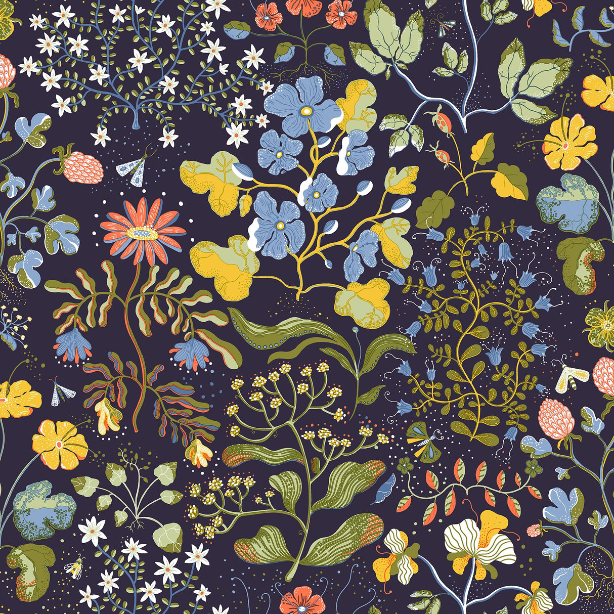 A-Street Prints 4143-22002 Groh Dark Blue Floral Wallpaper