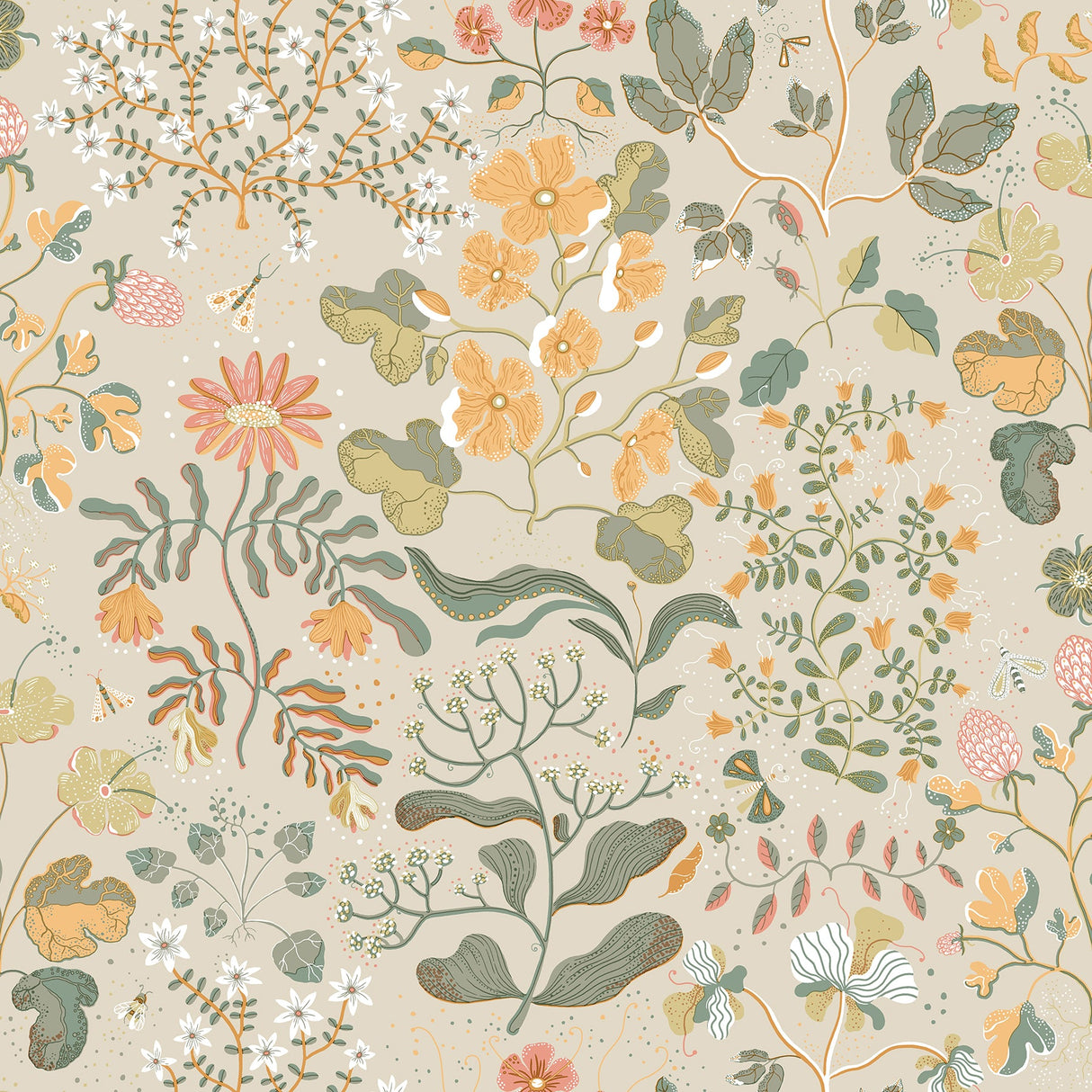 A-Street Prints 4143-22003 Groh Apricot Floral Wallpaper