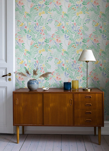A-Street Prints 4143-22007 Brittsommar Light Green Woodland Floral Wallpaper