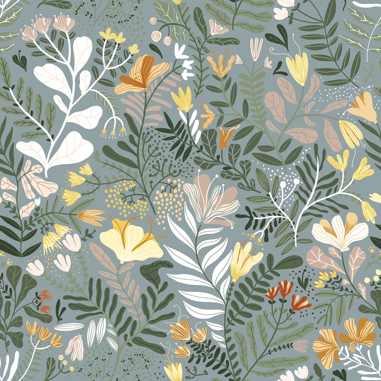 A-Street Prints 4143-22008 Brittsommar Slate Woodland Floral Wallpaper