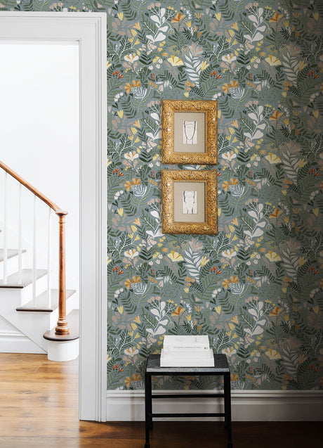 A-Street Prints 4143-22008 Brittsommar Slate Woodland Floral Wallpaper