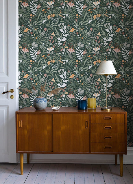 A-Street Prints 4143-22009 Brittsommar Evergreen Woodland Floral Wallpaper