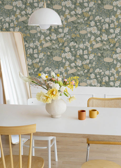 A-Street Prints 4143-22014 Hava Moss Meadow Flowers Wallpaper